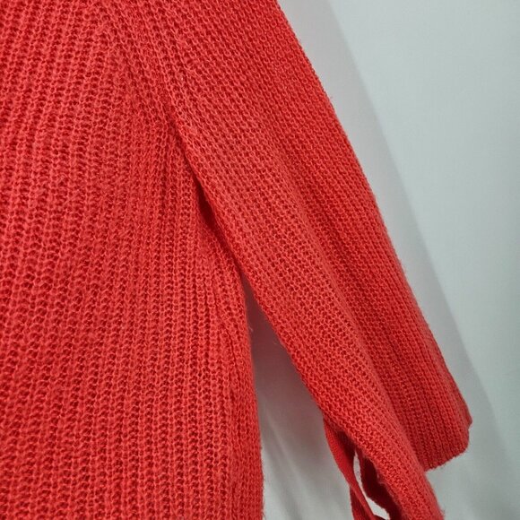 Project Naadam Sweater Coral Pink Open Knit Bell Sleeve Tied Bow Pullover Size S - Picture 3 of 7